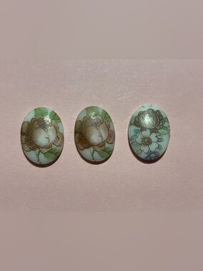 Vintage Western German Rose Glass Cabochons #7618 you get all 3